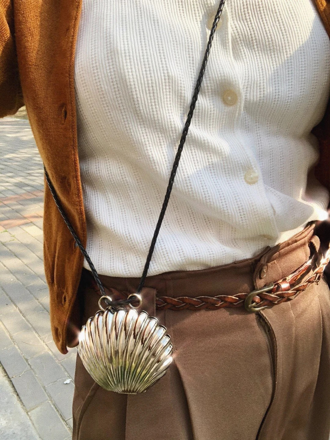 Vintage Silver Metallic Sea Shell Mini Bag/ Vintage Reproduction Bag/ This Bag Fits Nothing! It's... | Etsy (US)