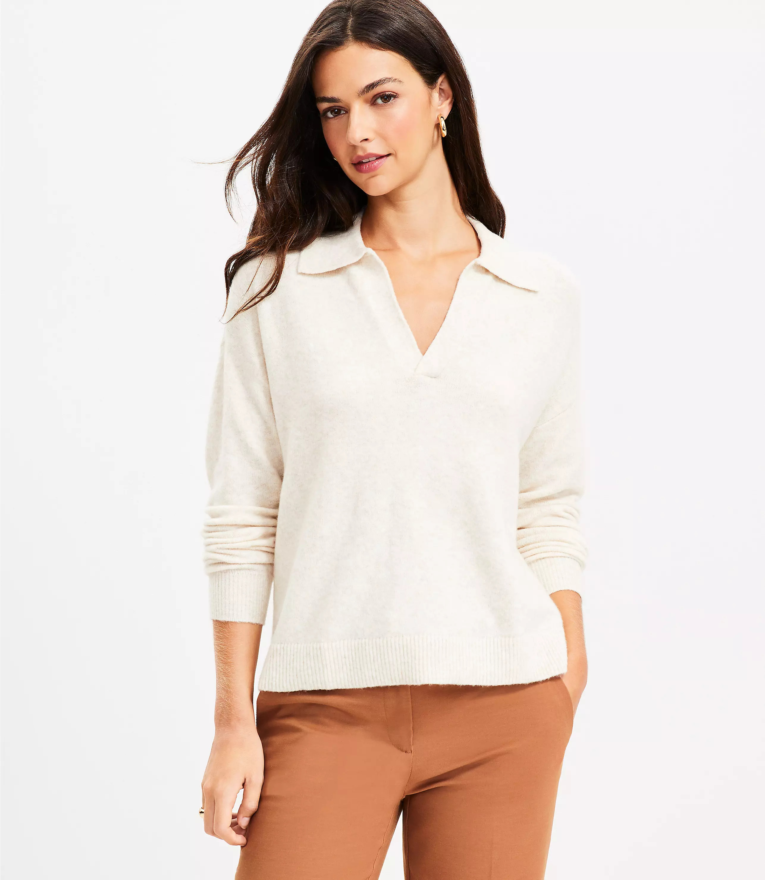 Collared V-Neck Sweater | LOFT