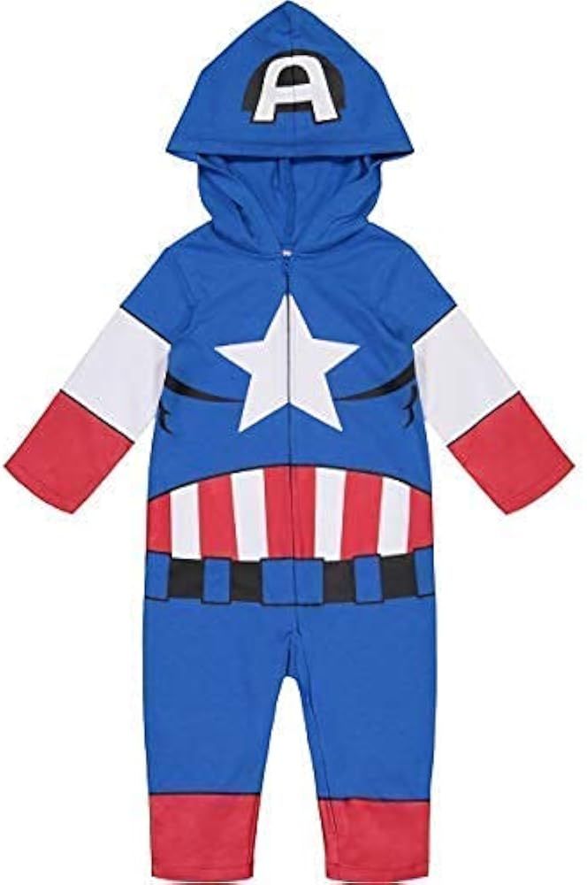 Marvel Avengers Captain America Zip-Up Hooded Costume Coverall | Amazon (US)