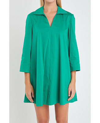English Factory Women's A-Line Kaftan Collar Dress - Macy's | Macy's
