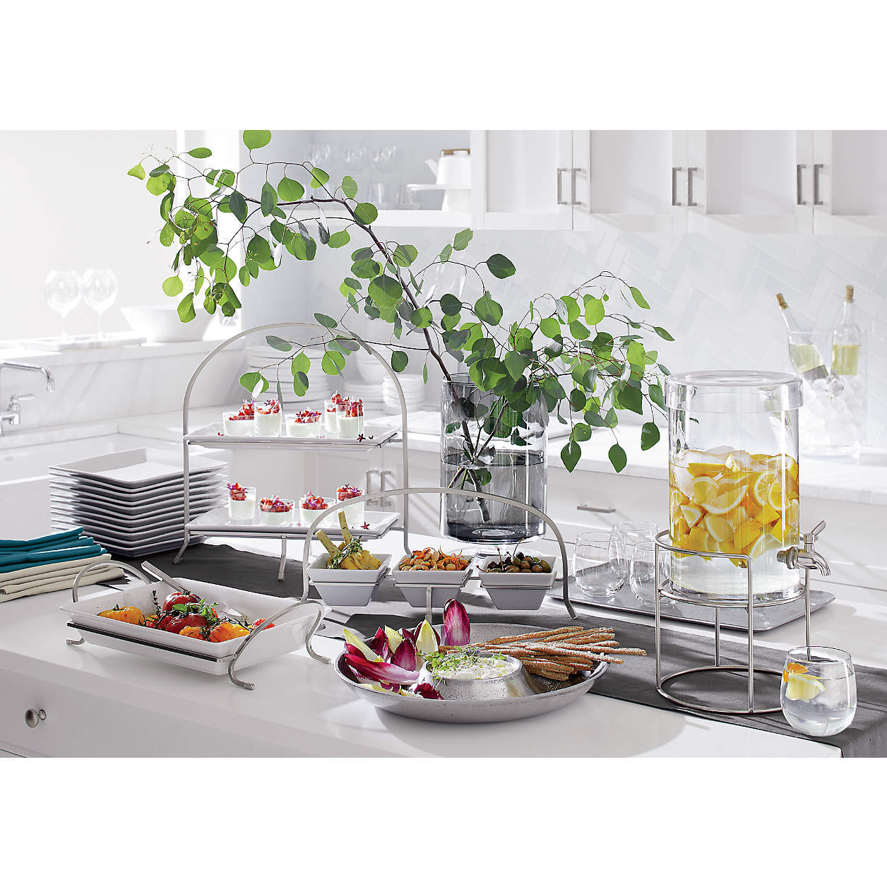 Cambridge Two-Tier Server with Plates + Reviews | Crate & Barrel | Crate & Barrel