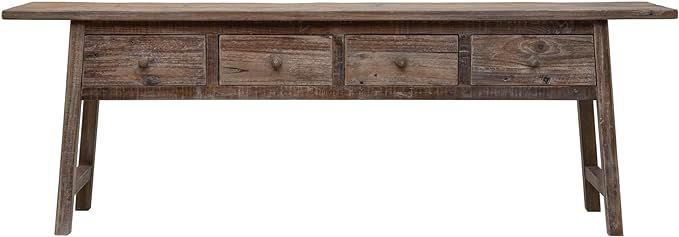 Creative Co-Op Farmhouse Wood 4 Drawers, Natural Console Table | Amazon (US)
