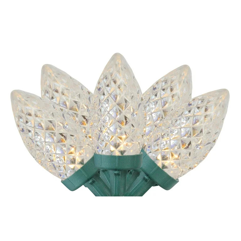Northlight 100ct Faceted LED C7 Christmas Lights Warm White - 66' Green Wire | Walmart (US)
