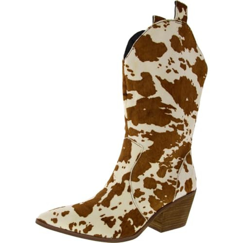Dingo Womens Live A Cow Pointed Toe Casual Boots Mid Calf Mid Heel 2-3" - Brown - Size 9 B | Amazon (US)