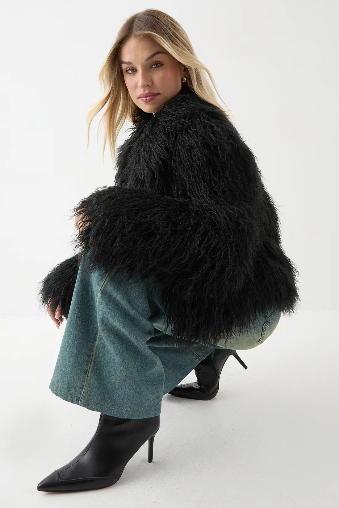 Jackets & Coats | Mongolian Collared Faux Fur Jacket | MissPap | Debenhams UK