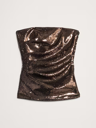 Sequin Ruched Strapless Top | Banana Republic (US)