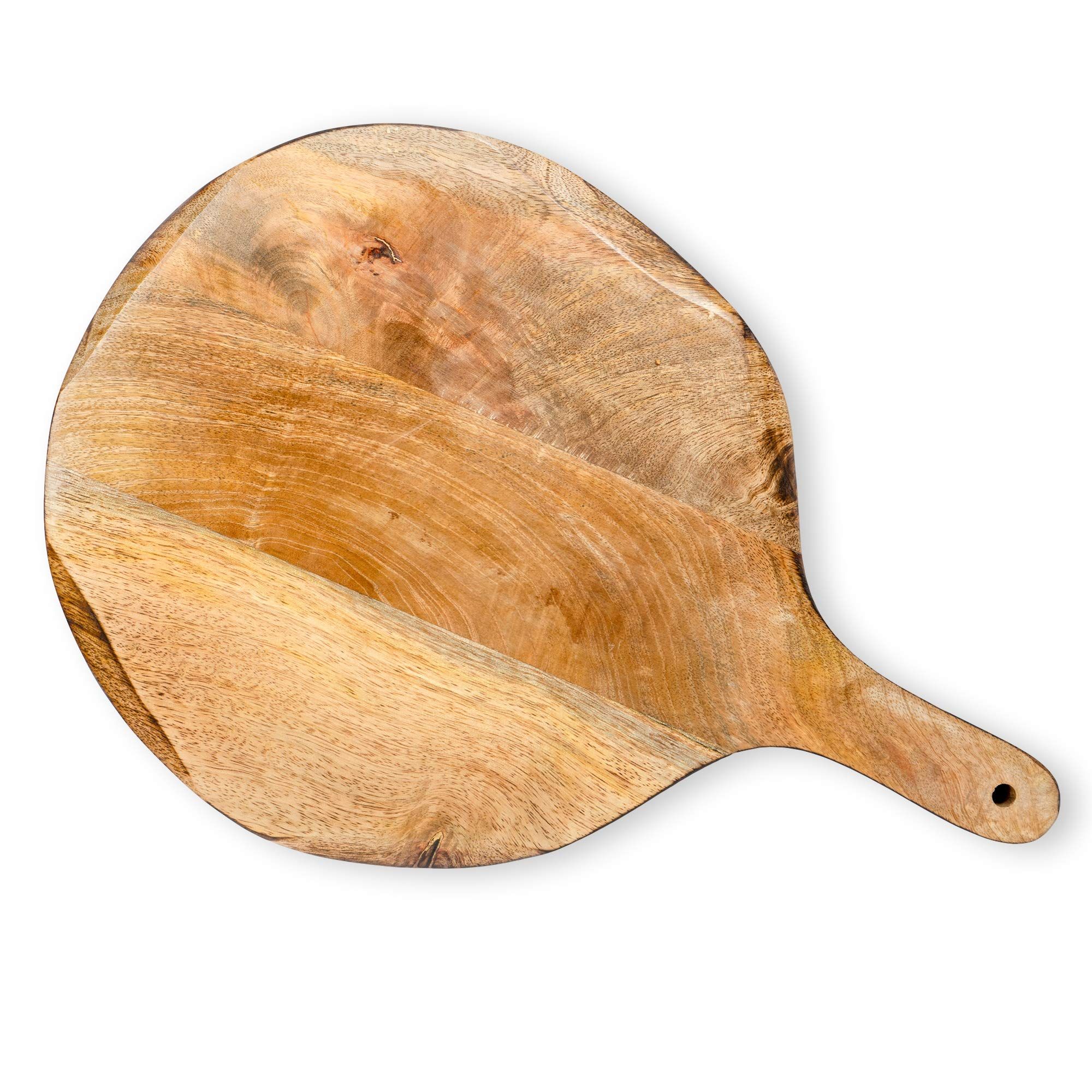 GoCraft Round Wooden Cutting Board | Mango Wood Pizza Peel | Chopping, Prep, Serve Board | Charcu... | Amazon (US)