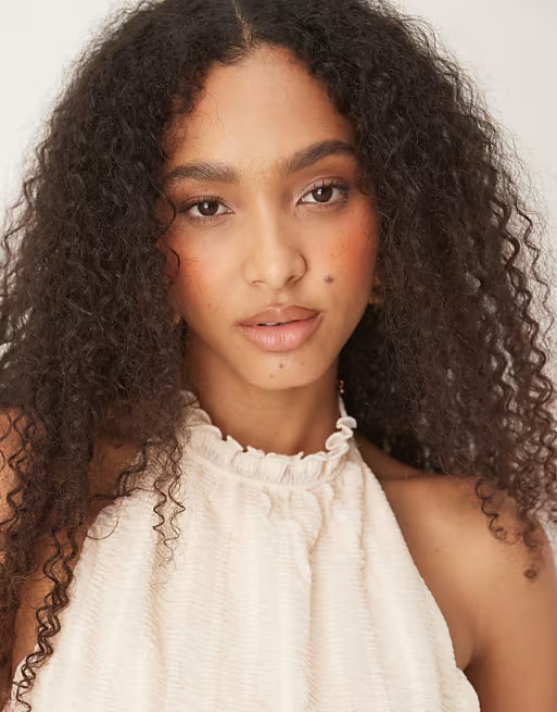 ASOS DESIGN co-ord textured sleeveless halter neck top with open back in cream | ASOS | ASOS (Global)