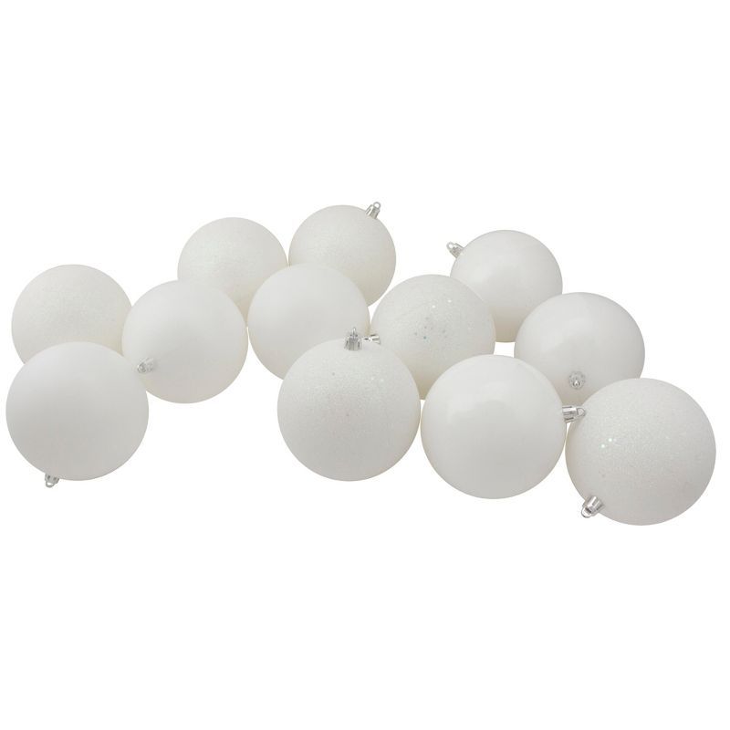 Northlight 24ct Shatterproof 4-Finish Christmas Ball Ornament Set 2.5" - White | Target