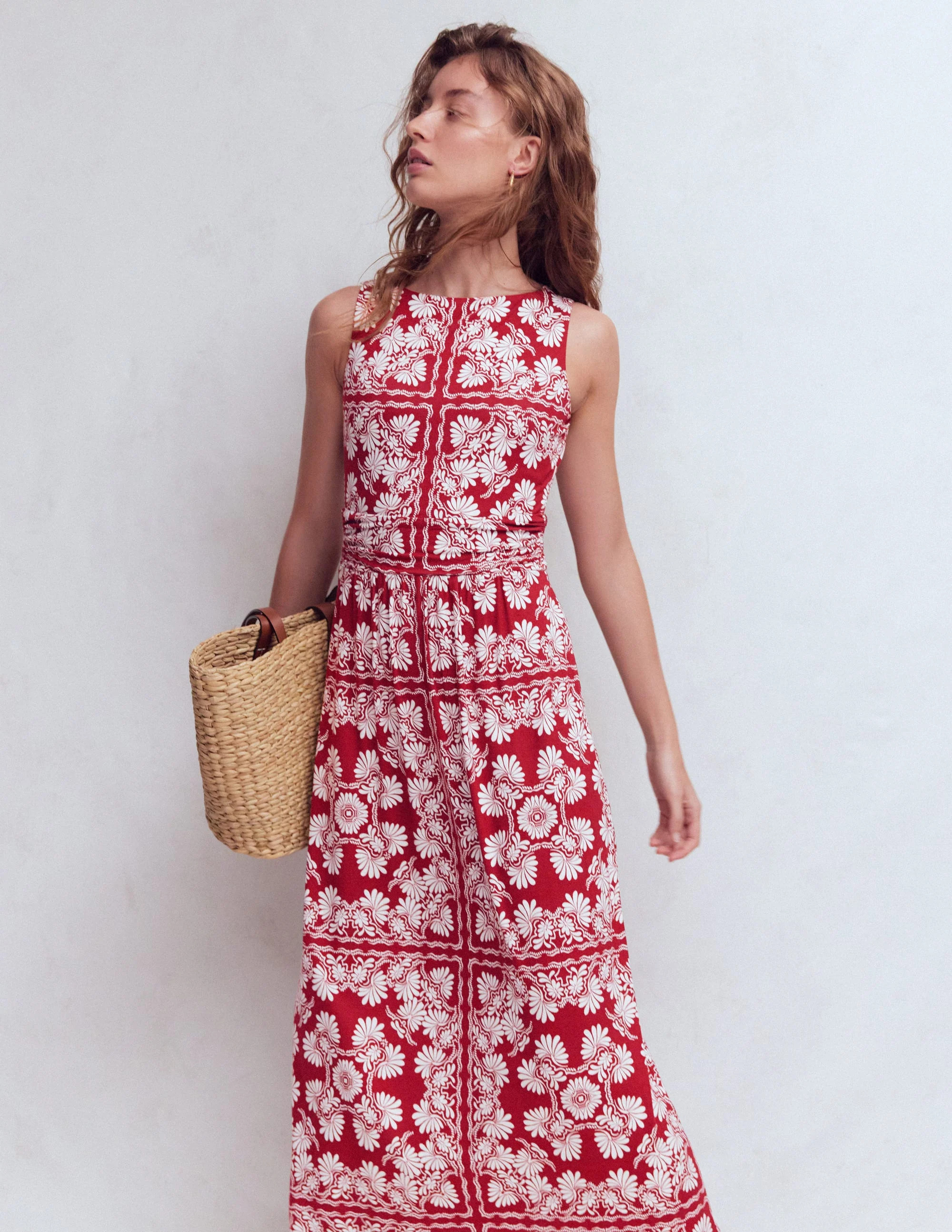 Antonia Jersey Maxi Dress-Rich Chestnut, Botanical Charm | Boden (US)