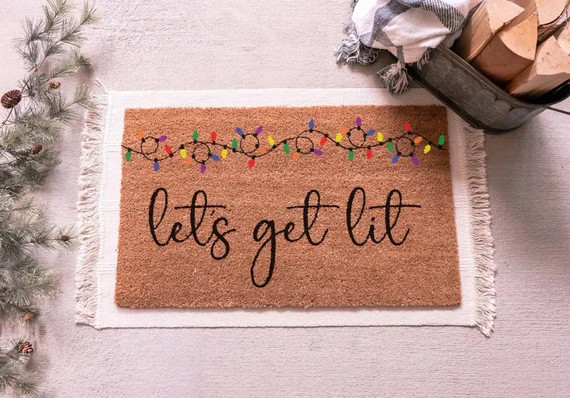 Let's Get Lit Doormat, Funny Christmas Doormat, Funny Doormat, Merry Christmas Doormat, Christmas... | Etsy (US)