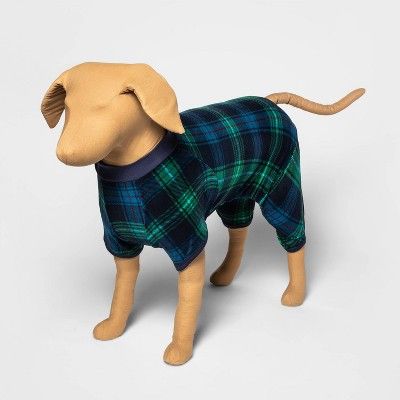 Dog and Cat Holiday Tartan Plaid Flannel Matching Family Pajama Set - Wondershop™ Navy Blue | Target