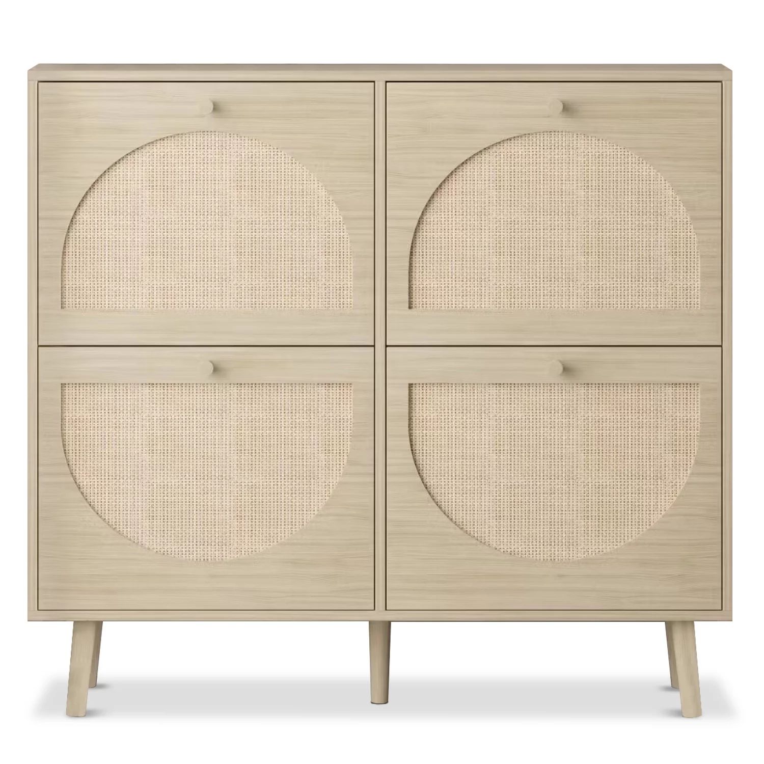 Ktaxon Rattan Shoe Cabinet with 4 Flip Drawers, Narrow Shoe Storage Cabinet for Entryway, Bedroom... | Walmart (US)