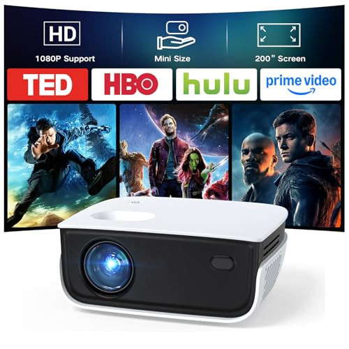 Mini Projector, NICPOW Upgrade Portable Outdoor Movie Projector, 1080P and 200" Supported Small Projector Compatible with TV Stick, Phone, PS5, HDMI, USB for Home, Bedroom, Gaming, Outdoor Use | Amazon (US)