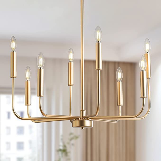 YEDAORL Gold Chandelier, 8 Lights Modern Brass Chandeliers for Dining Room Farmhouse Ceiling Ligh... | Amazon (US)