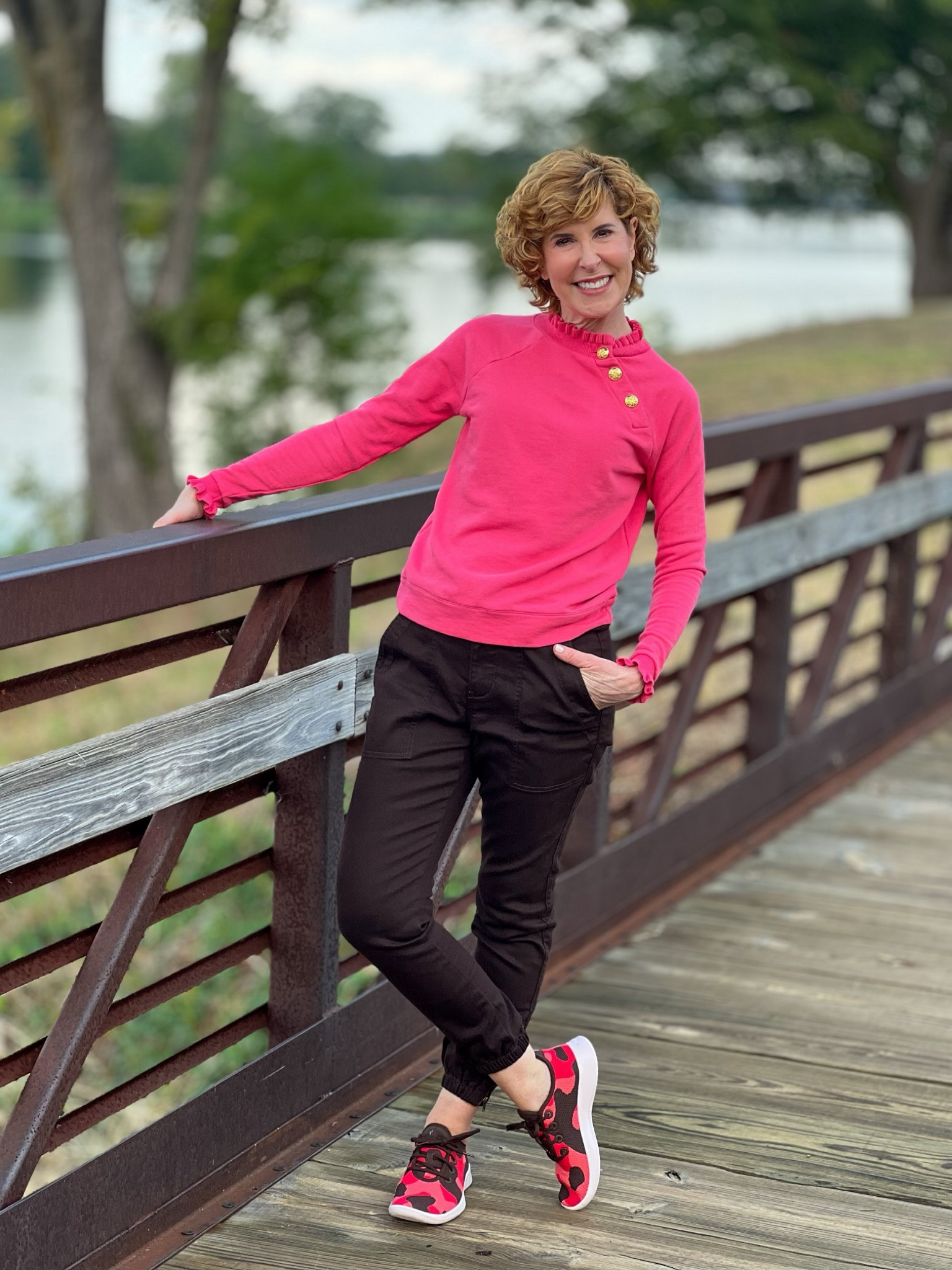 This lightweight sweatshirt is a perfect fall sweatshirt! I love the ruffle at the neck and cuffs, and the brass buttons on the side of the neckline give it a dressier look! 

I paired it with a pair of cargo joggers and fun, machine washable sneakers.



#LTKfindsunder100 #LTKshoecrush