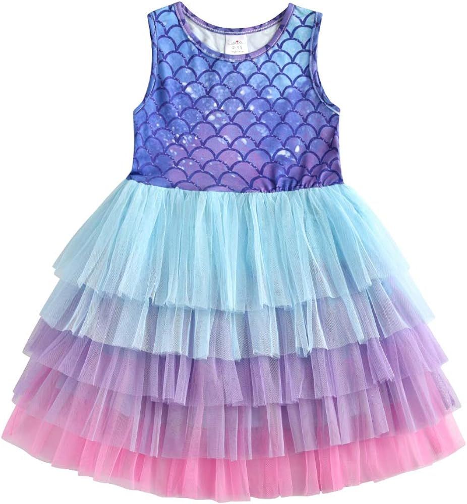 DXTON Toddler Girl Summer Short Sleeve Tutu Party Wedding Birthday Dresses | Amazon (US)