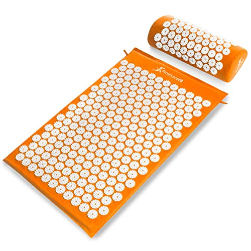 ProsourceFit Acupressure Mat and Pillow Set for Back/Neck Pain Relief and Muscle Relaxation, Orange | Amazon (US)