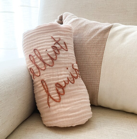 Personalized Hand Embroidered Baby Swaddle Blanket  Cotton | Etsy | Etsy (US)