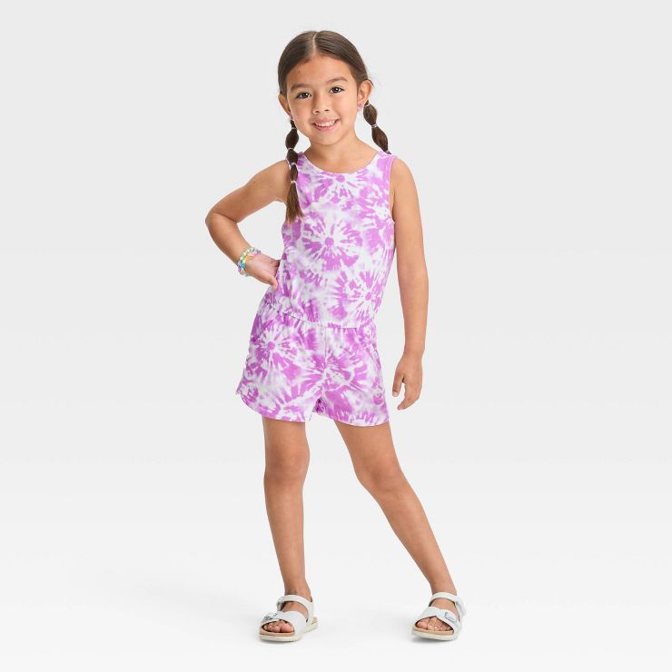 Toddler Girls' Tie-Dye Romper - Cat & Jack™ Violet | Target