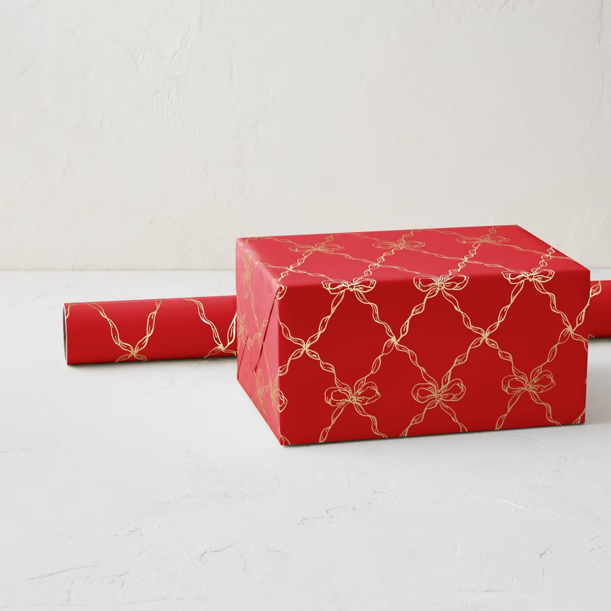 Minted Foil Ribbon Lattice Luxury Gift Wrapping Paper Red | Target
