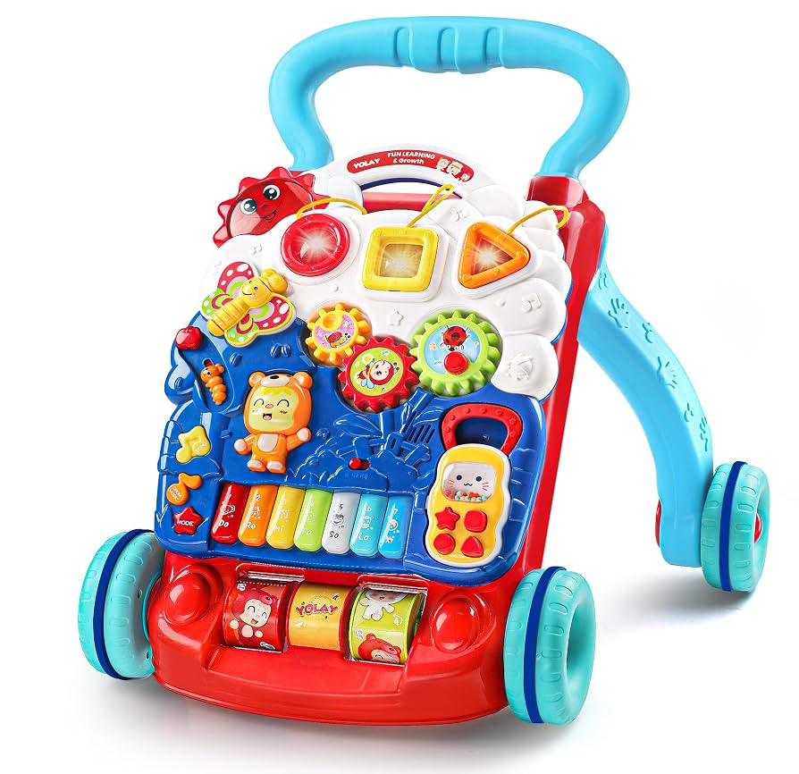 YOLAY Baby Walker Push with Wheels, Sit-to-Stand Walker for Baby Boy and Girl 6-12 Months with De... | Amazon (US)