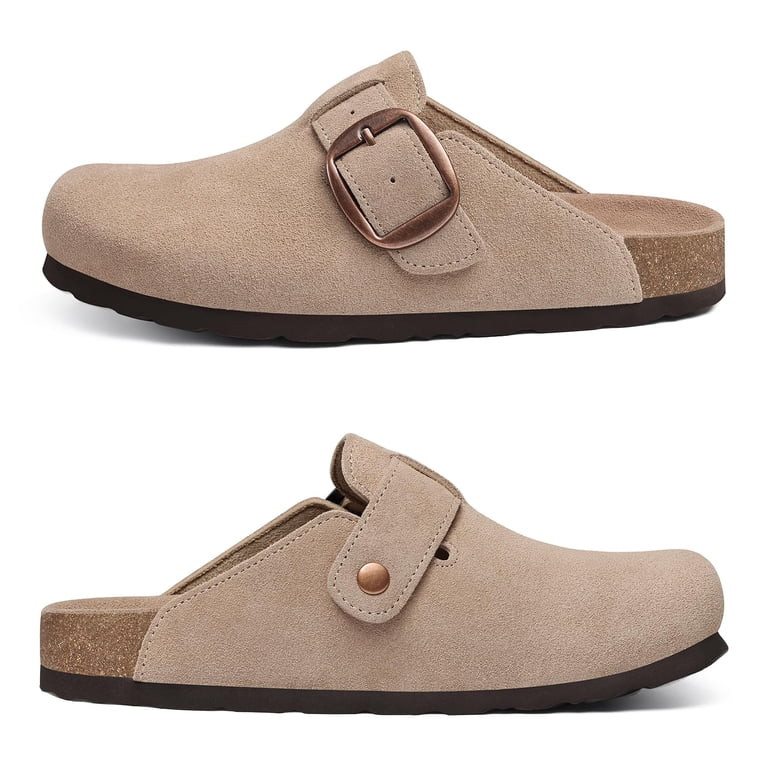 Comwarm Genuine Suede Clogs for Women, Memory Foam Cork Footbed Potato Slip on Leather Shoes, Tau... | Walmart (US)