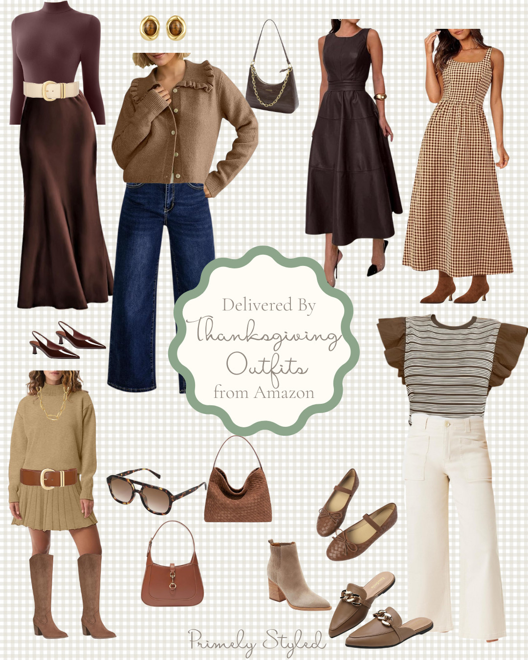 Thanksgiving outfit ideas perfect for moms who want to feel put-together but comfortable. Each look is made with soft layers, warm neutrals, and easy silhouettes — all available on Amazon and delivered in time for Thanksgiving.

Shop sweaters, dresses, knit layers, boots, bags, and accessories below.
Everything I included is something I would genuinely wear.

thanksgiving outfit
fall outfit
amazon outfit
neutral style
brown outfit
mom style
autumn outfits
thanksgiving dress
amazon fashion
fall dresses
elevated basics 

 #LTKHoliday #LTKootd #LTKSeasonal