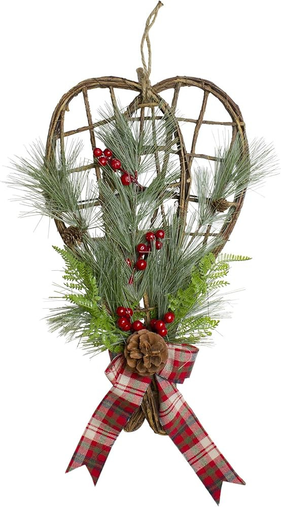 Northlight Cedar and Berries Twig Snowshoes Christmas Wall Decoration - 20" - Red and Green | Amazon (US)