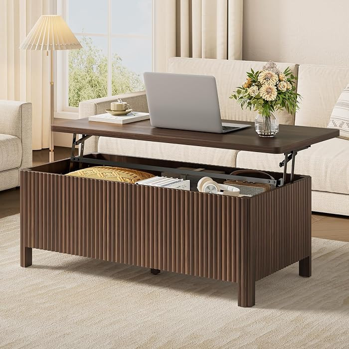 Fluted Lift Top Coffee Table, Mid-Century Modern Coffee Table | Amazon (US)