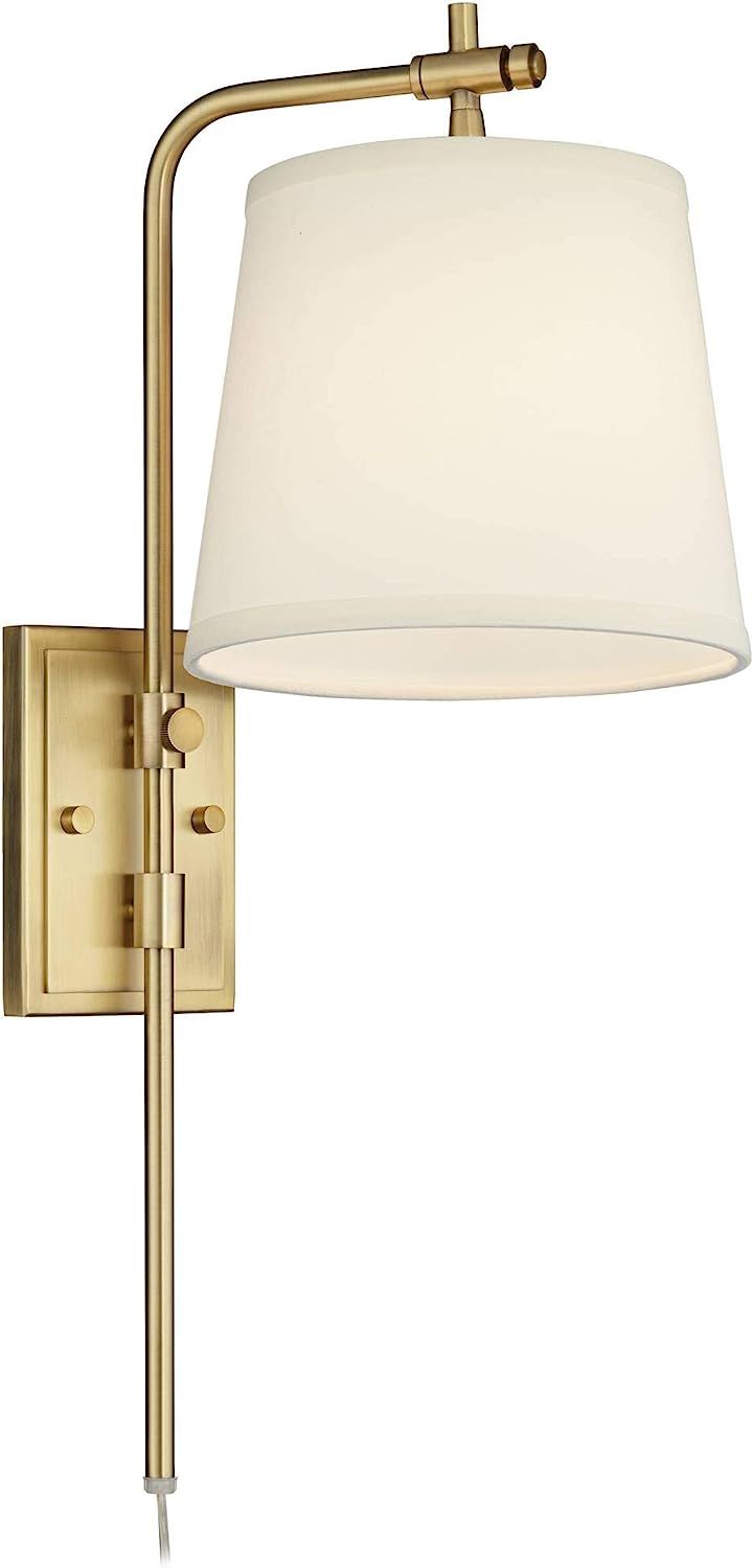 Barnes and Ivy Seline Modern Wall Mounted Lamp Dimmable Warm Gold Metal Plug-in Light Fixture Off... | Amazon (US)