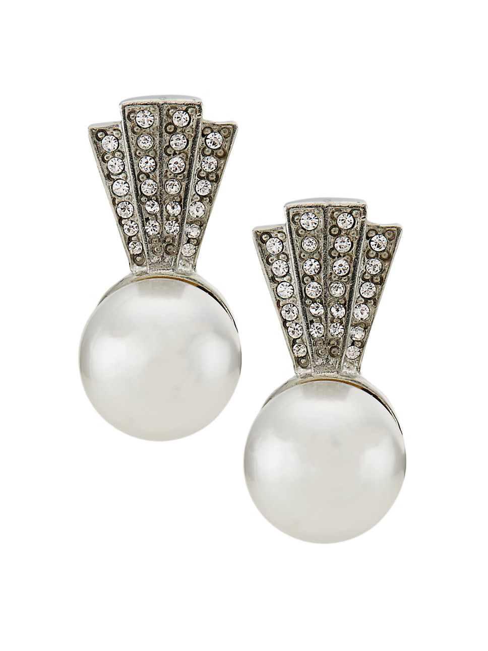 Kenneth Jay Lane Silvertone, Glass Crystal &amp; Faux Pearl Drop Earrings | Saks Fifth Avenue