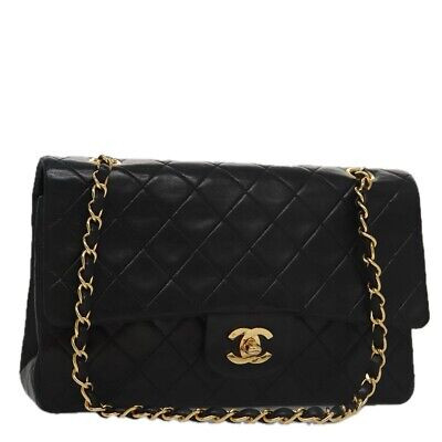 Authenticity GuaranteeCHANEL Matelasse 25 Double Flap Chain Shoulder Bag Lamb Skin Black Auth yk1... | eBay US