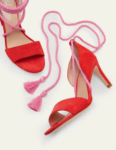 Suede Ankle Tie Heeled Sandals | Boden (US)