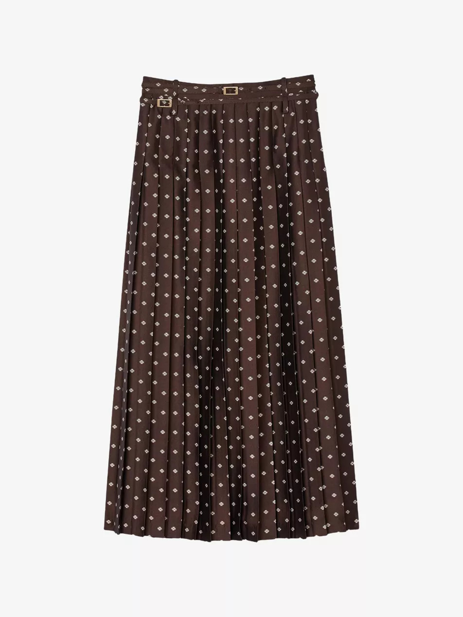 Scarf-Print Belted-Waist Woven Maxi Skirt | Selfridges