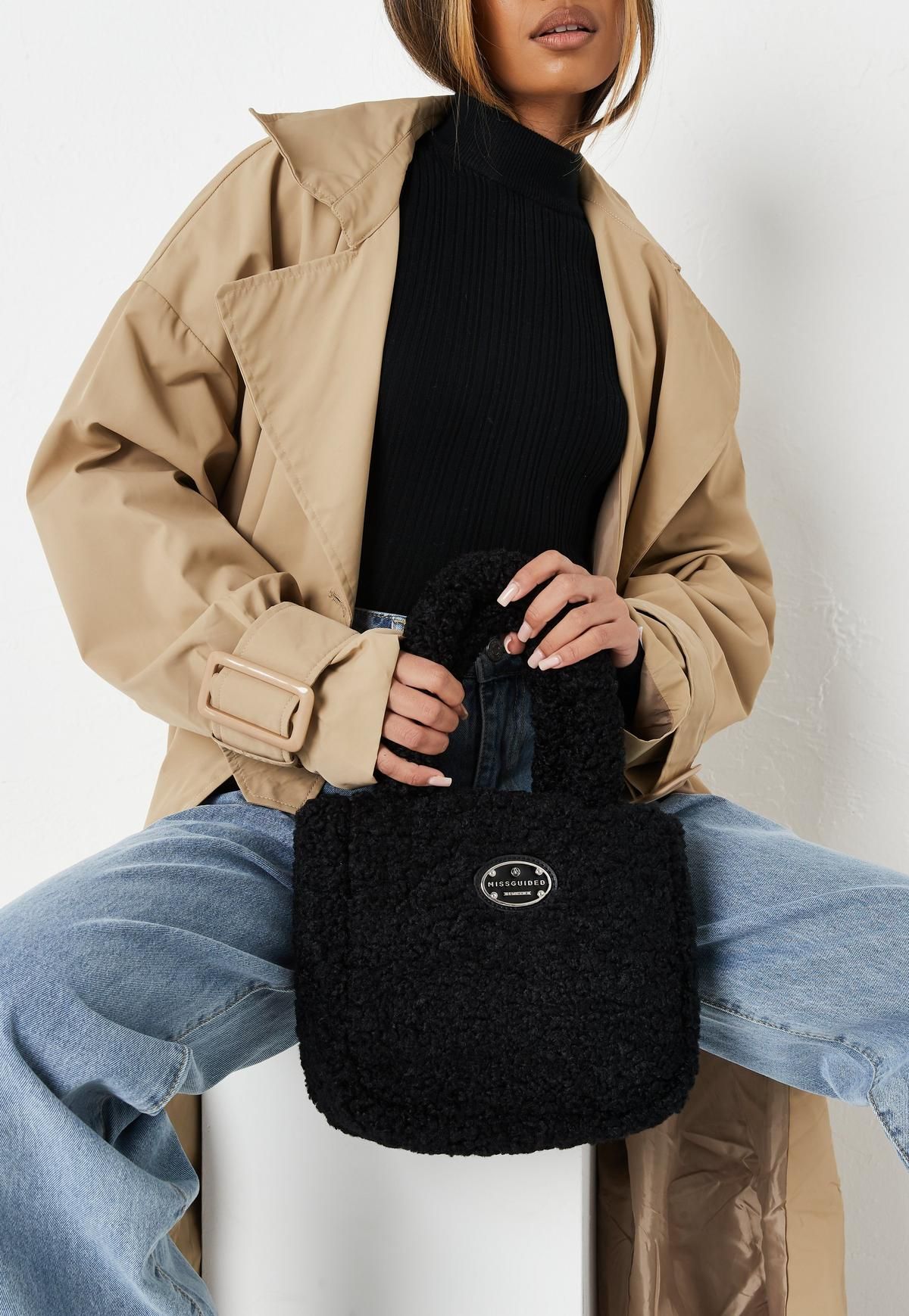 Missguided - Black Borg Teddy Mini Tote Bag | Missguided (US & CA)