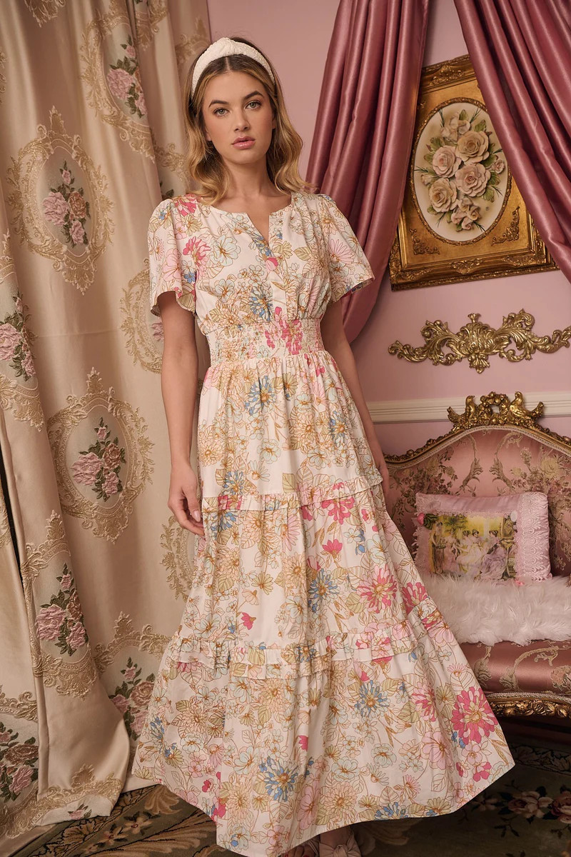 Day Lily Palmer Poplin Tiered Maxi Dress | Sugarlips