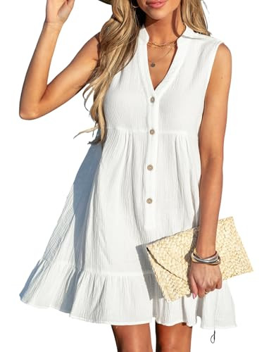 CUPSHE Women Swimsuit Coverup 100% Cotton Ruffle Hem Beach Cover Up Dresses | Amazon (US)
