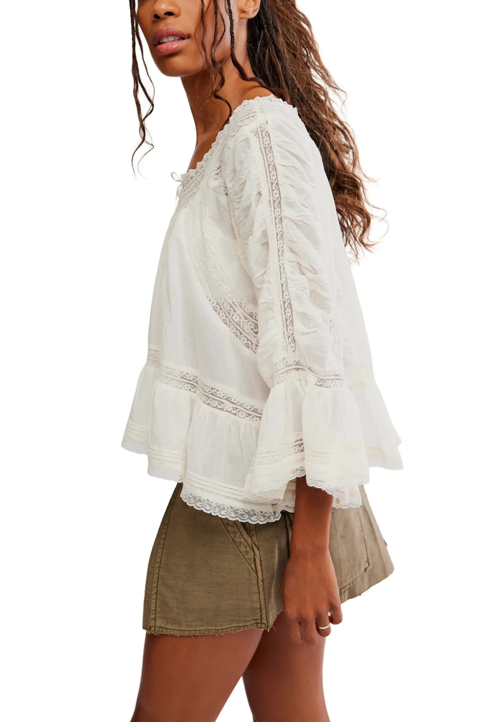 Free People She's a Romantic Lace Detail Cotton Top (Women) | Nordstrom | Nordstrom