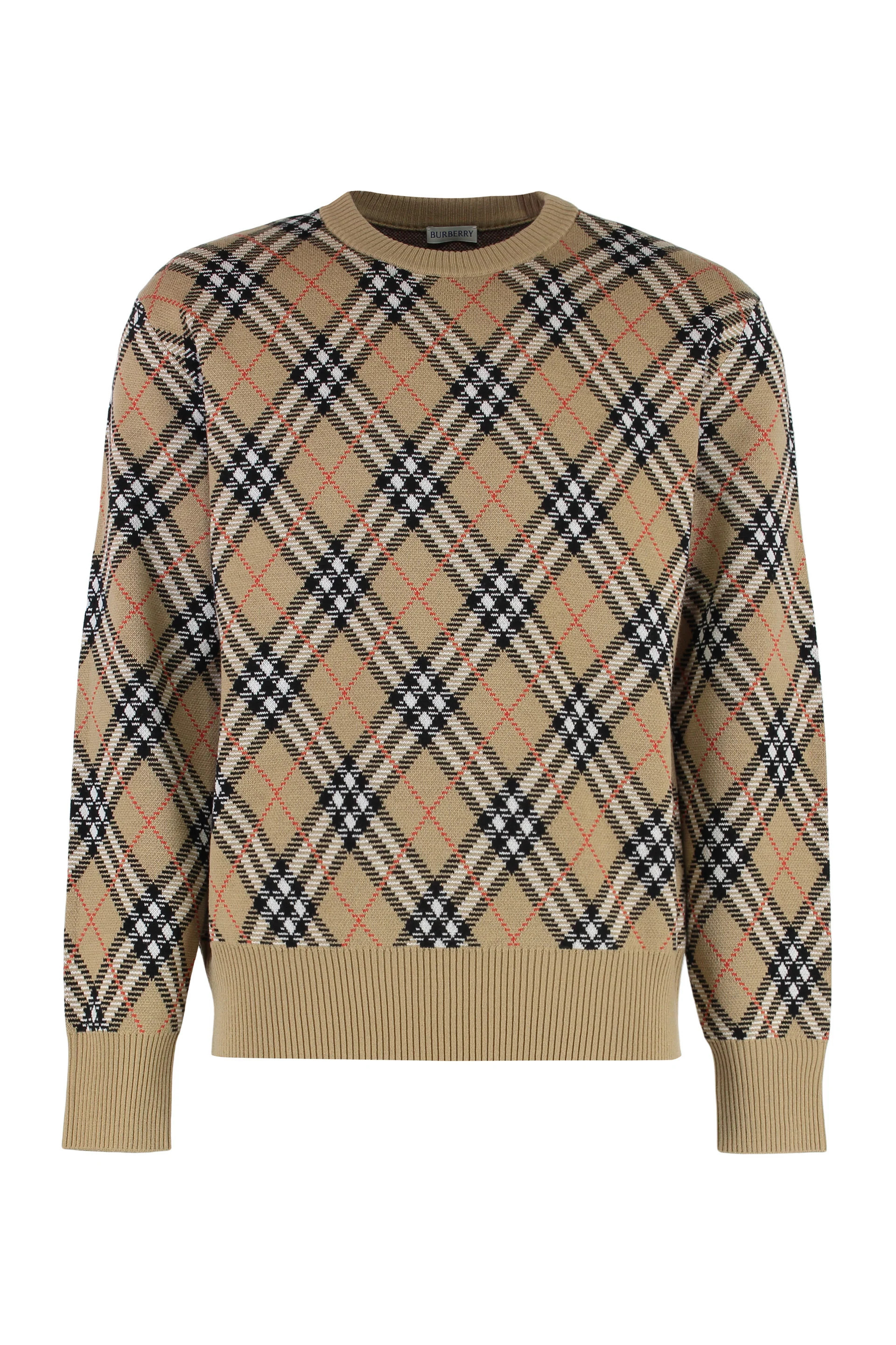 Burberry Vintage Check Knit Wool Sweater — Beige | Italist Inc.