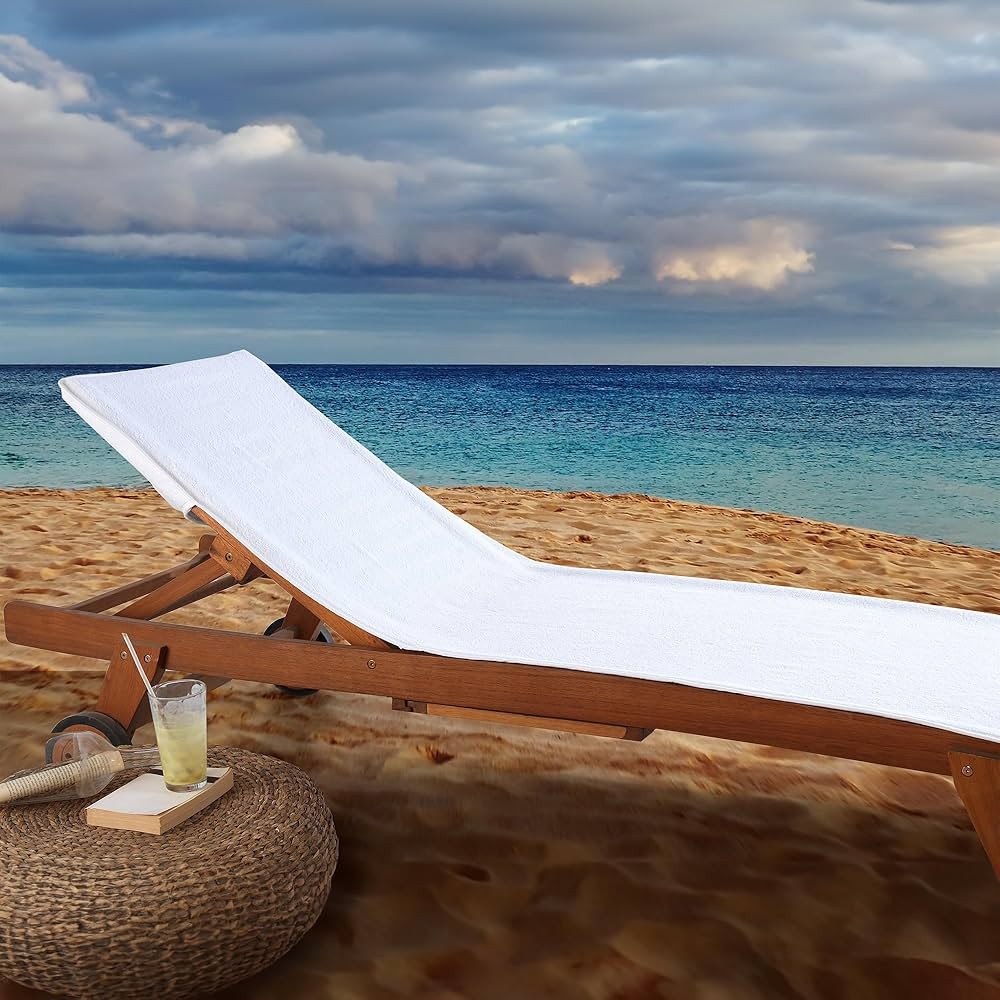 100% Turkish Cotton Chaise Lounge Chair Beach Club Poolsize Cotton Towel Cover with Flap OekoTex ... | Amazon (US)