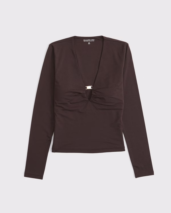 Bra-Free Hardware Long-Sleeve Top | Abercrombie & Fitch (US)