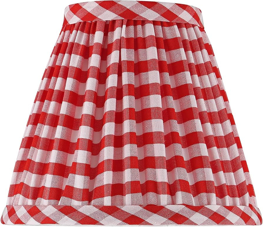 Springcrest Gingham Red Plaid Pleated Cotton Clip-On Empire Shade (3x6x5) - Springcrest | Amazon (US)