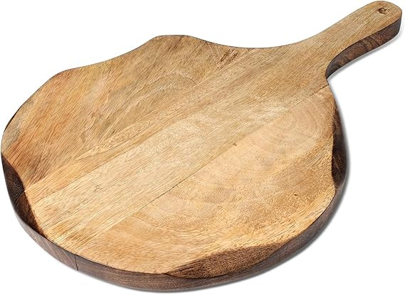 GoCraft Round Wooden Cutting Board | Mango Wood Pizza Peel | Chopping, Prep, Serve Board | Charcu... | Amazon (US)