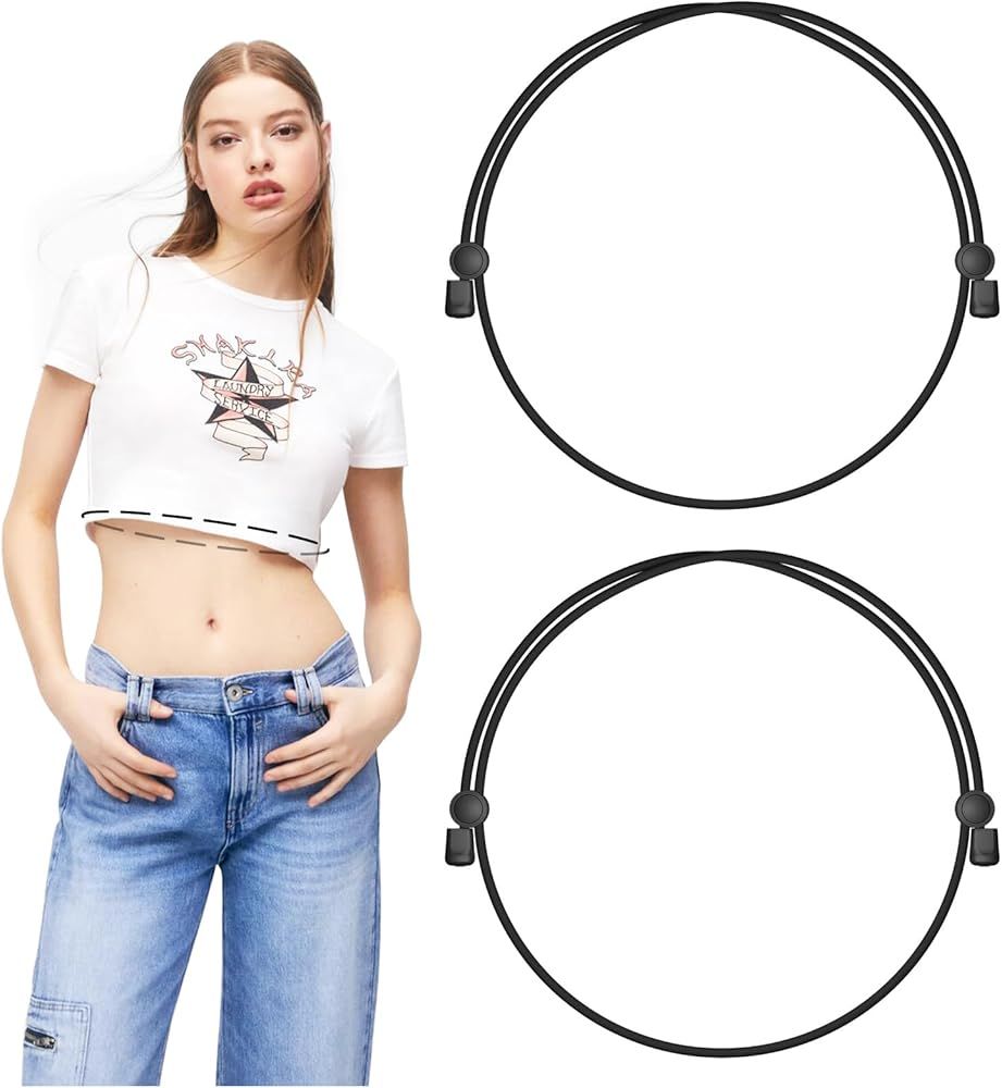 2pcs crop tuck band,croptuck Adjustable Band,crop band for tucking shirts,Shirt Stays Belt for Me... | Amazon (US)
