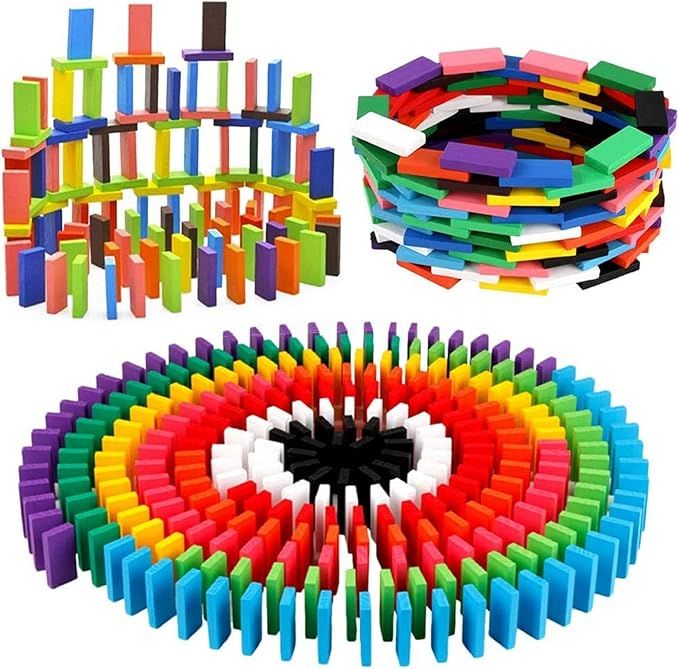 BigOtters 360PCS Super Domino Blocks, 12 Colors Wooden Domino Blocks Building Block Tile Game Rac... | Amazon (US)