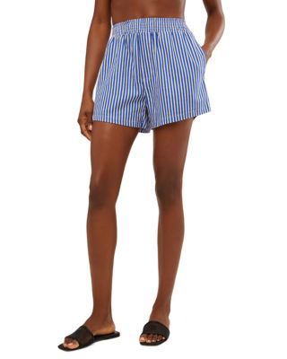 WeWoreWhat Striped Elastic Linen Shorts on SALE | Saks OFF 5TH | Saks Fifth Avenue OFF 5TH