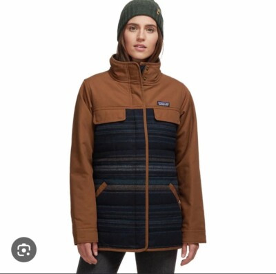 Patagonia Out Yonder Coat Sz Women's L Owl Brown Blue Gray Striped Jacket Large  | eBay | eBay US