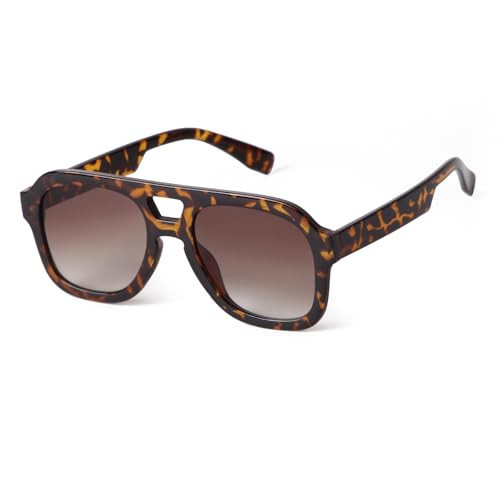 JUDOO Mens Tortoise Shell Designer Sunglasses Brown Gradient Retro Oversized Aviator Sunglasses for Men Women Tinted Glasses (Tortoise Shell Frame/Brown Lens) | Amazon (US)