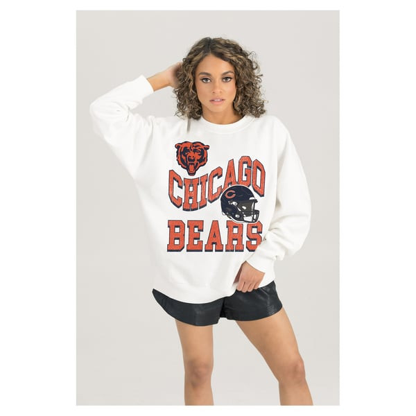 Chicago Bears Gameday Couture Women's Oversized Hard Earned Premium Fleece Pullover Sweatshirt - White | Fanatics